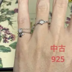シルバー925 星モチーフ 2連リング 中古 簡易箱付き