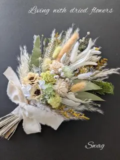 ドライフラワー　スワッグ　パンパスグラス　オフホワイト&グリーン　spring✿