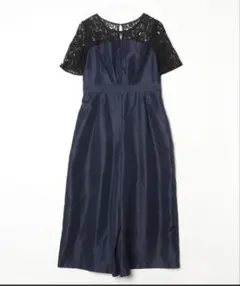 PourVous ビスチェ風コルセットライクオールインワン ネイビー L