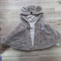ベビーポンチョ クマ耳付き 60-70cm