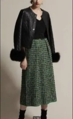 GRACE CONTINENTAL ツイードタイトニットワンピース