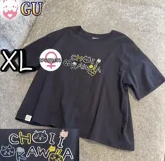 GU×ちいかわ　グラフィックT XL ネイビー ハチワレ うさぎ 刺繍 コラボ