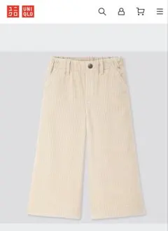 コーデュロイ ワイドパンツ 140オフホワイトユニクロ白