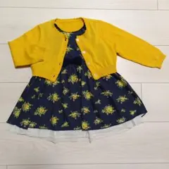 コムサイズム　膝丈ワンピースとカーディガンのセット