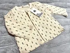 新品未使用タグ付き プチバトー 74cmスウェットカーディガン 枝豆 アイボリー