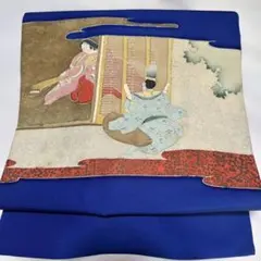 青い名古屋帯 伝統的な和風の絵柄
