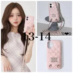 ダーリッチ♡ストーンロゴキルティングカードiPhoneケース♡ピンク♡13 