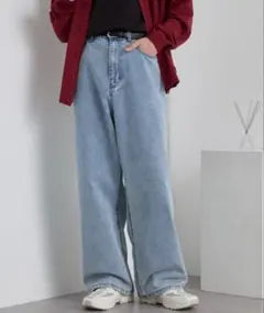 MONO-MARTヴィンテージメイクバギーセミワイドデニムパンツ サックスブルー