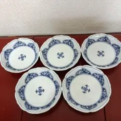 537）✿有田焼☆喜兵衛窯☆タコ唐草取皿5枚揃☆破魔オマケ付き
