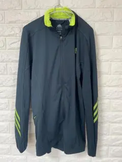 adidas ジップアップジャケット ネイビー/ライム トラックジャケット L