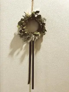 ユーカリの冬リース 黒リボン付き｜北欧ナチュラル｜ハンドメイド