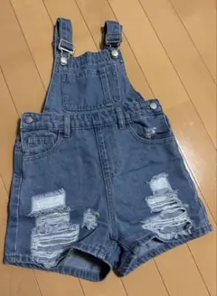 【送料込】【美品】キッズ デニム オーバーオール ショートパンツ　9Y