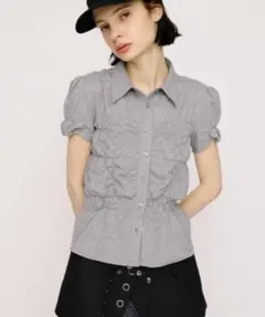 SLY RANDOM SHIRRING CUTトップス グレー