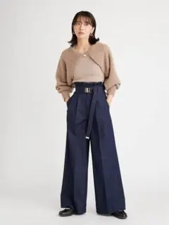SNIDEL スナイデル ベルトオンワイドパンツ0タックパンツ ハイウエスト