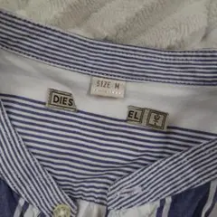DIESEL 七分袖ノーカラーシャツ Mサイズ ストライプ
