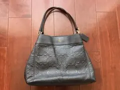 COACH エンボス加工 ブラックショルダーバッグ