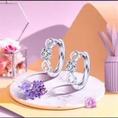 e135 最高級ジルコニア フープピアス 「永遠の結び」 金属アレルギー対応