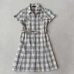 バーバリーロンドン　シャツワンピース　半袖　ノバチェック　ベルト