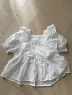 H&M ホワイトフリルブラウス 130