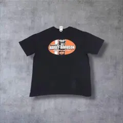ハーレーダビッドソン古着半袖Tシャツプリント両面ビッグロゴブラックK78