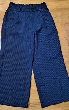 GUのストライプ柄タックワイドパンツ_Lサイズ