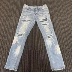 ダメージ加工 スキニーデニム ペイントデザインのサムネイル