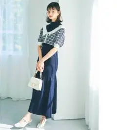 dazzlin ツイードショートニットワンピース