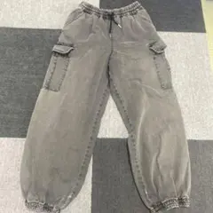 GUグレー カーゴパンツ サイドポケット付き Sサイズ