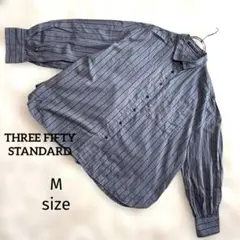 THREE FIFTY STANDARD ギャザーたっぷりのストライプシャツ