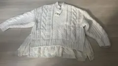 【週末限定値下げ】ZARA ザラ　レース付きケーブル編みニット　アイボリー