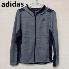 adidas レディース フルジップパーカー グレー/ネイビー　Sサイズ