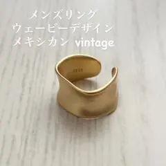 【在庫限り】メンズリング S925刻印有り ウェービーデザイン ゴールドカラーのサムネイル