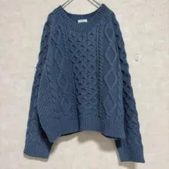 LOWRYS FARM ケーブルニット セーター L ブルー系