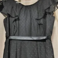 【美品】卒業式、謝恩会にも！エレガント ワンピース フリル袖　黒７号