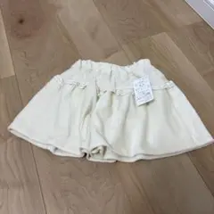 コーデュロイ アイボリー レース付きフリルキュロット 80cm