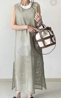 GUジーユー　メッシュワンピース　カーキ色