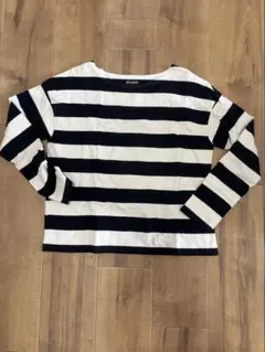 earth music＆ecology 黒と白のストライプ 長袖Tシャツ M