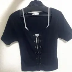 INGNI レイヤード風トップス　【クロ/グレー】