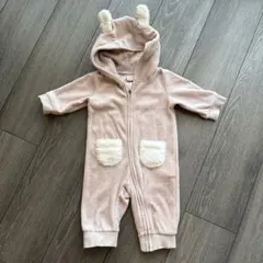 petit main フード付きロンパース 70cm うさぎ　ピンク