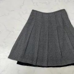 美品 23区 大きめ 日本製 切替 パターン柄 プリーツ ひざ丈 スカート 40