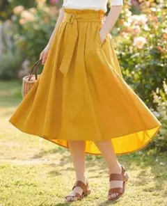 ロングスカート　イエロー　オレンジ　フレアスカート　スカート