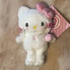 サンリオ　原宿限定　マスコットホルダー　白ネコ　ハローキティ