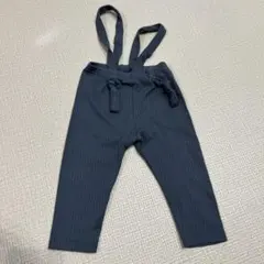 サスペンダー付きダークグレーリブパンツ