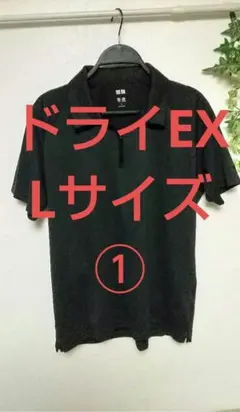 ユニクロ ドライEX ポロシャツ L ダークグレー ①
