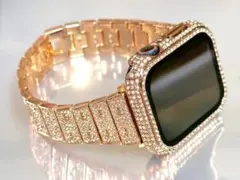 AppleWatch ステンレスバンド　アップルウォッチカバー　薔金E　キラキラ