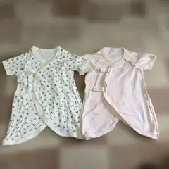 petit main 半袖ロンパース50-70cm 2枚セット