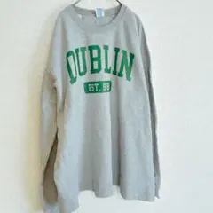 カレッジ風 トレーナー クルーネック 長袖 ビッグロゴ 2XL グレー 綿 通学のサムネイル
