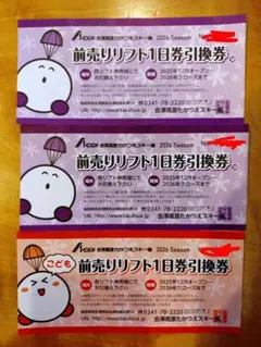 会津高原たかつえスキー場1日リフト引換券　2枚まとめ売り 会津高原たかつえスキー場 リフト1日券 10枚セット 【公式通販】
