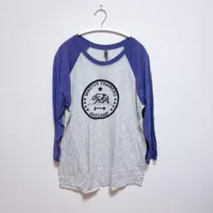 ネクストレベル 熊柄 Tシャツ クルーネック L 紫 グレー アメカジ 7分袖のサムネイル
