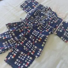 コットン甚平 ネイビー 95cm 幾何学模様